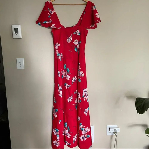 Vintage Hawaiian Nei Red Floral Maxi Dress Small - Picture 4 of 4